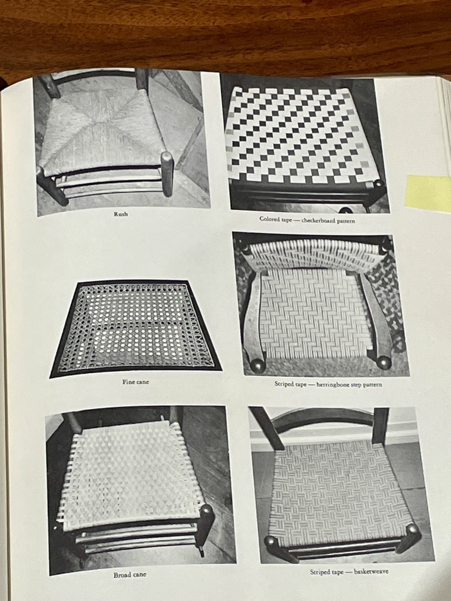 Hand-caned geometric seat cushions found within The American Shakers and Their Furniture book, by John G. Shea