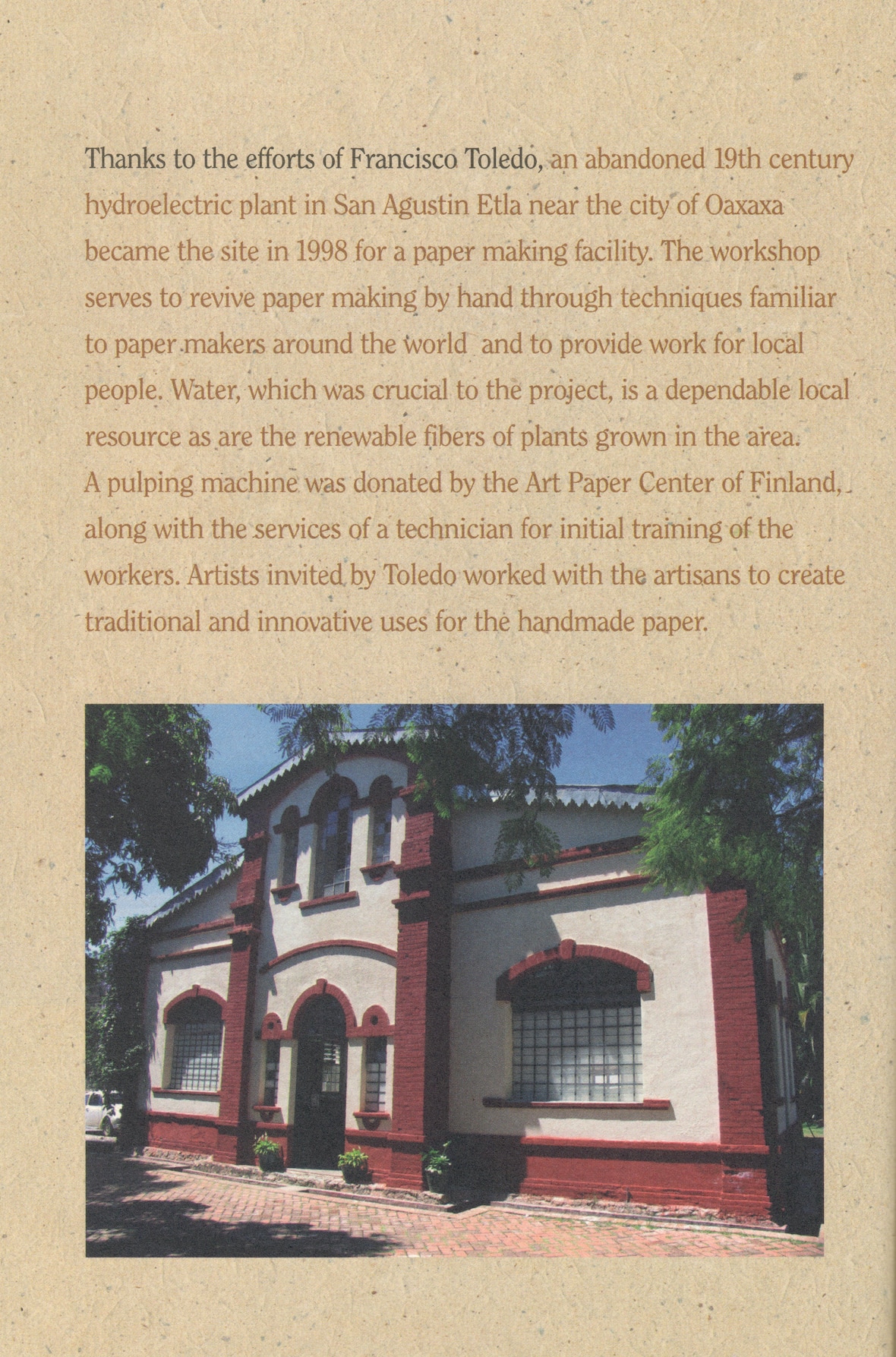 acknowledgments page with photo of mission-style red and white building